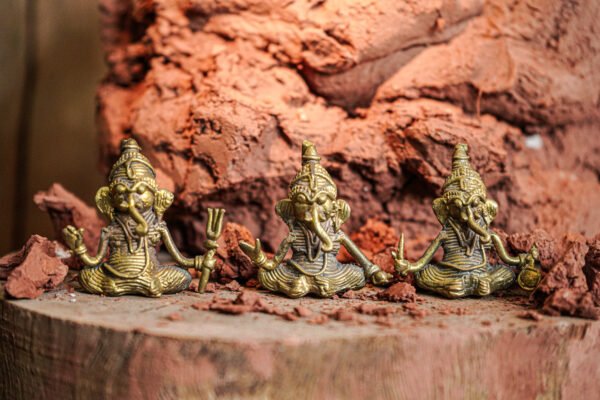 Dokra Miniature Ganesh ji idols set of 6/Brass Miniature Ganesh ji idols set of 8 - Image 6